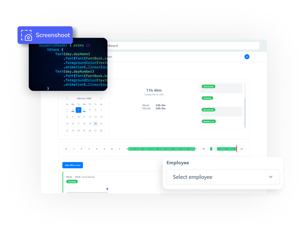 Time tracking and screenshot reviews