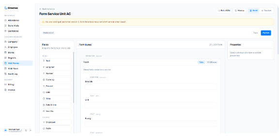 Custom visit form builder in Timemoz Sales Tracker